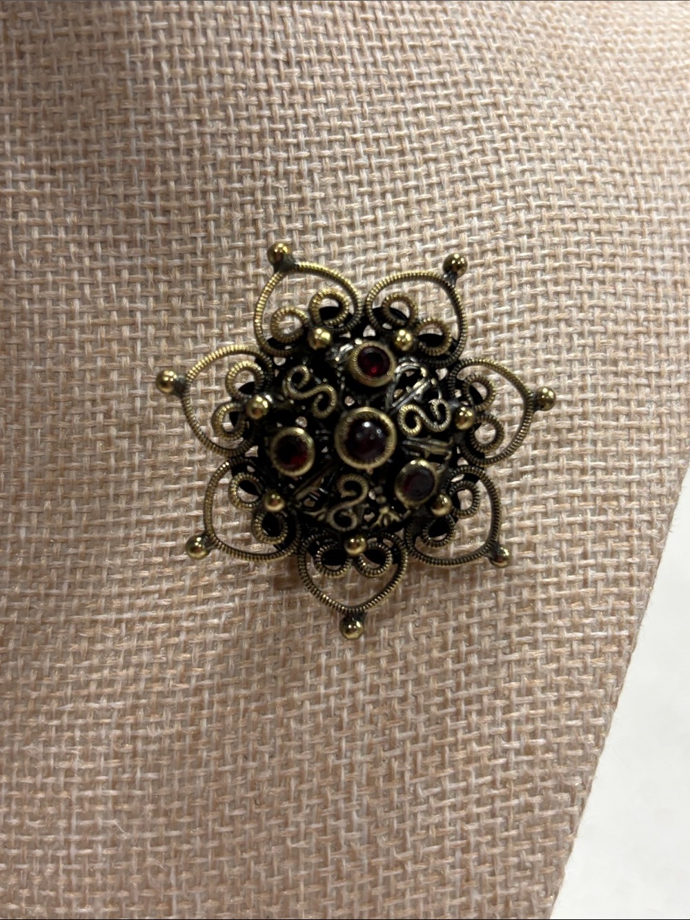 Vintage Signed HOBE Starburst Brooch Pin Austro-Hungarian Victorian Revival Fili